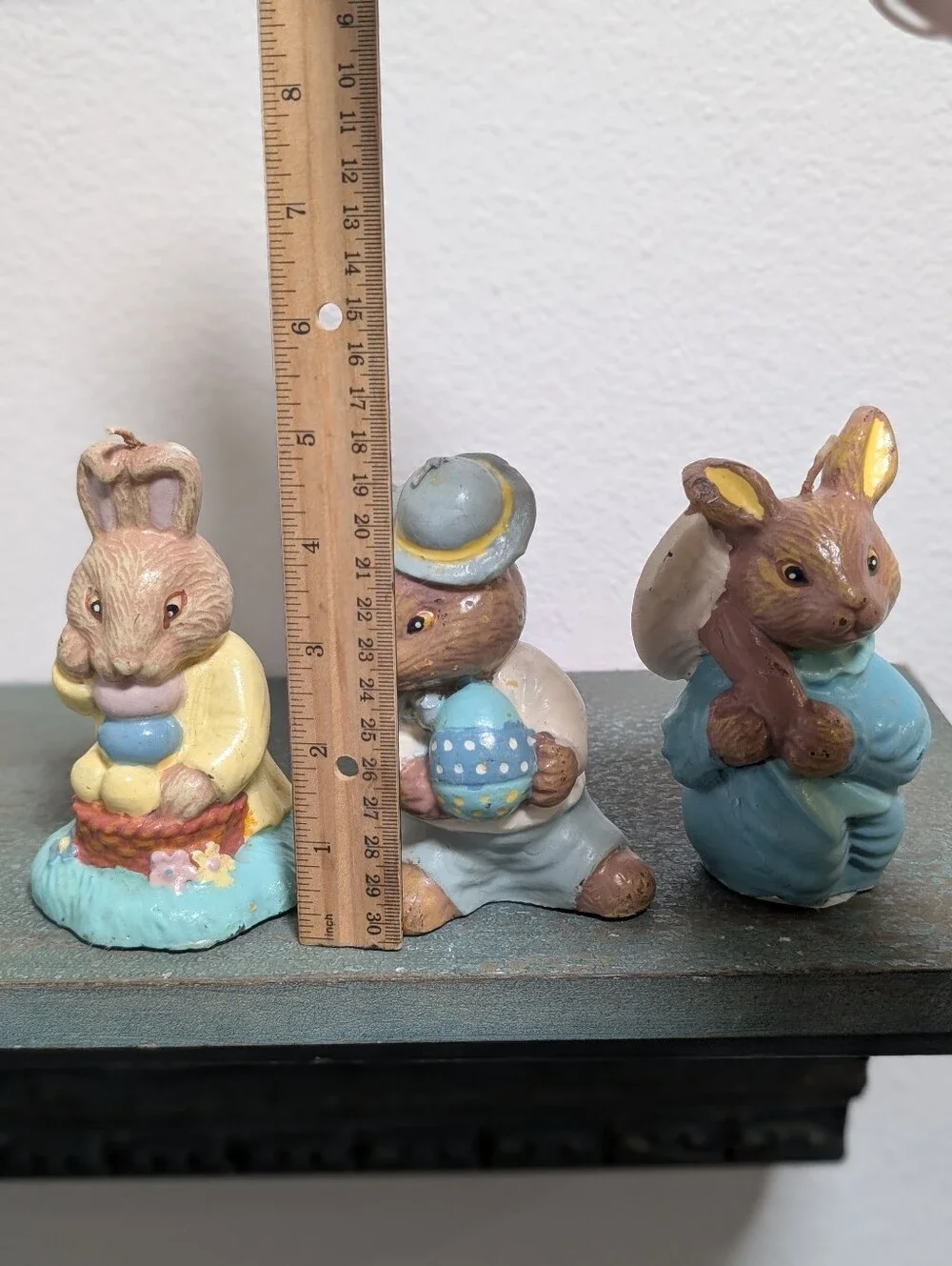 Vintage Lot of 3 Bunny Rabbits Pastel Waxed Unused Candles Spring Summer Easter